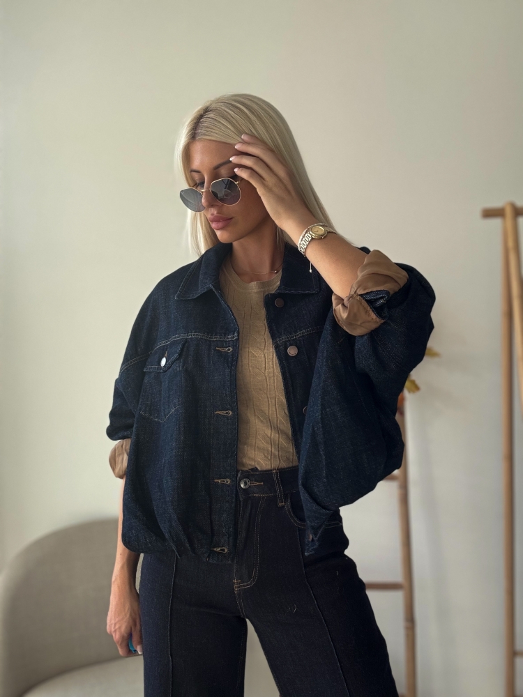 Дънково яке индиго със сатен