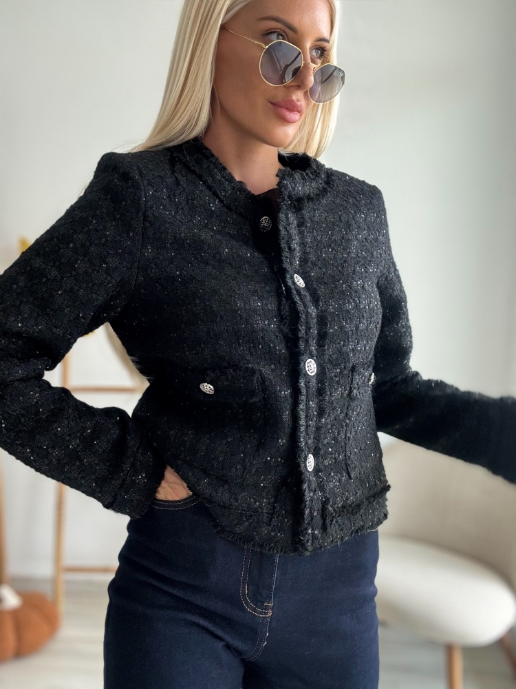 Черно палто от букле 