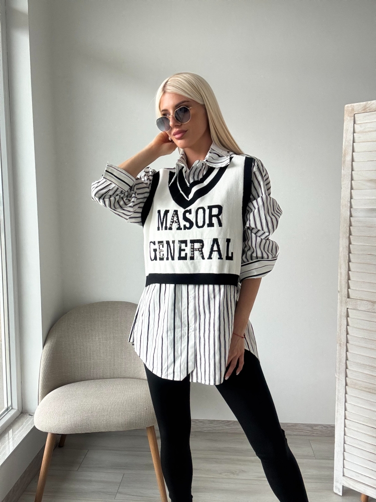 Риза с ефект на плетен елек