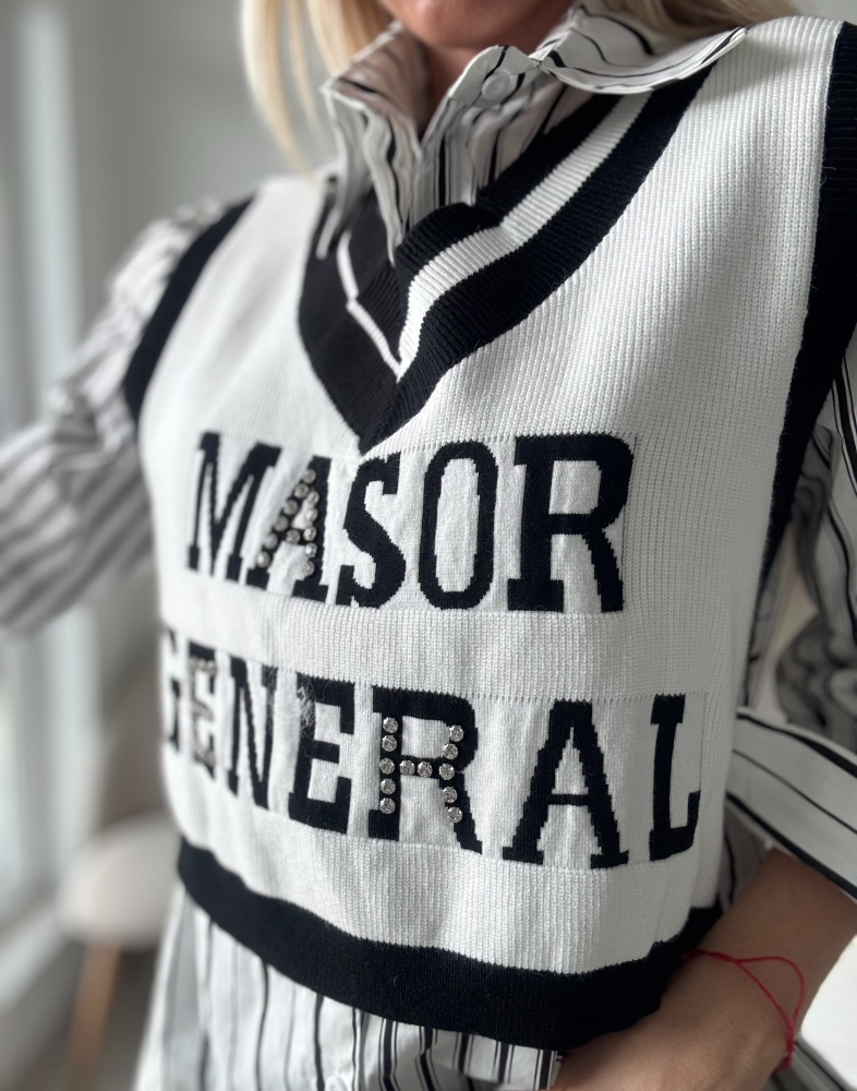 Риза с ефект на плетен елек