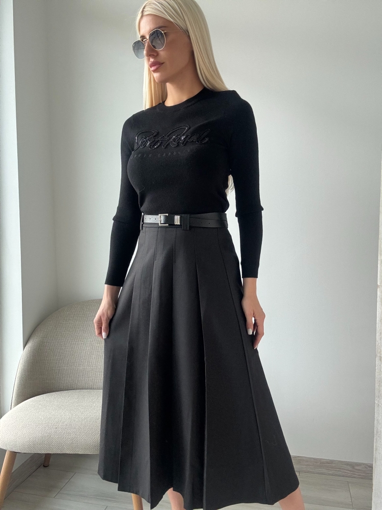 Черна дълга пола с колан