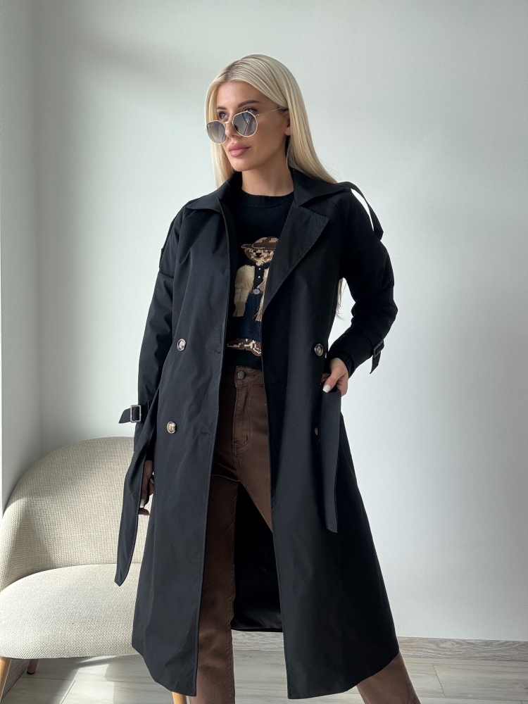 Дълъг черен тренч