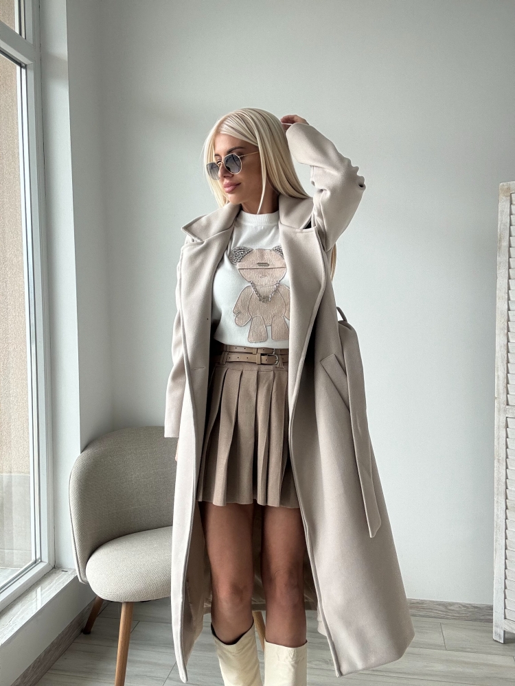 Палто екрю лана