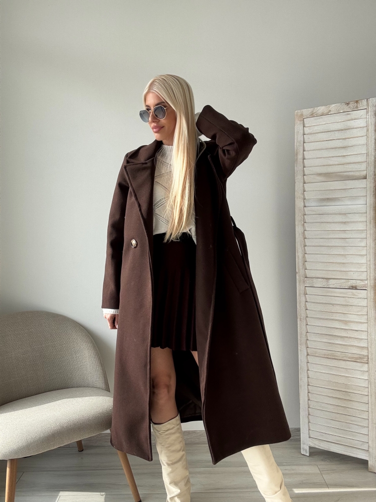 Кафяво палто с лана