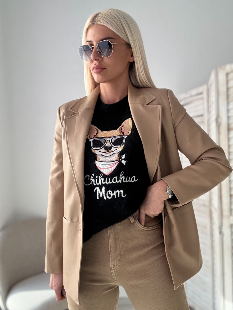 Кожено сако камел