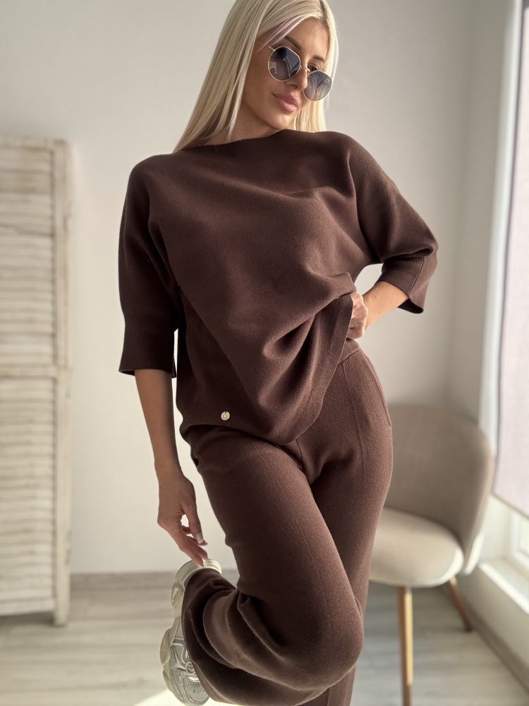 Комплект плетиво шоколад с копчета