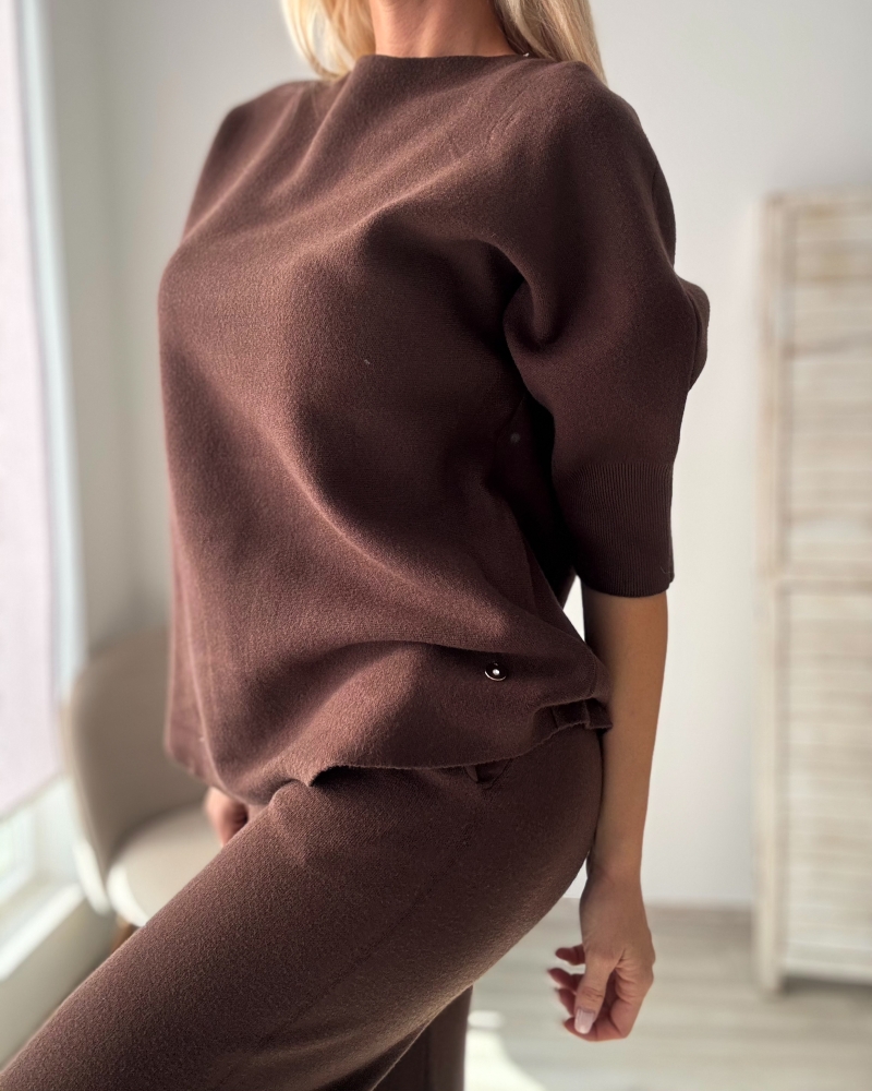 Комплект плетиво шоколад с копчета