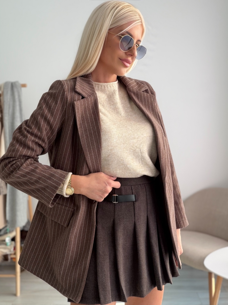 Кафяво зимно сако райе