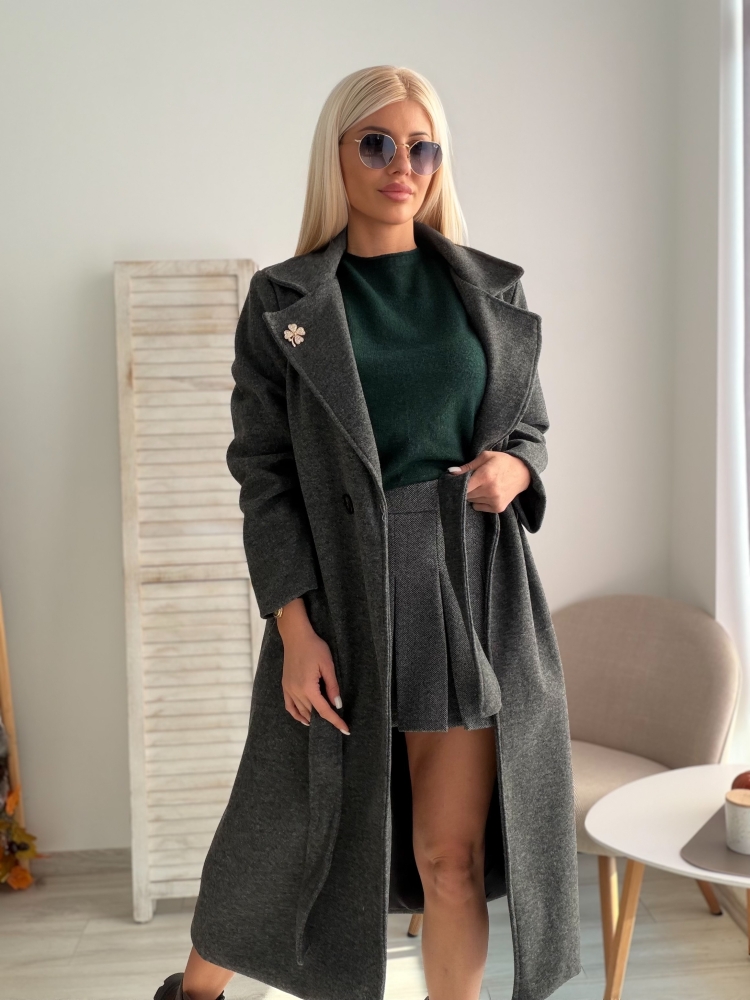 Дълго палто графит 