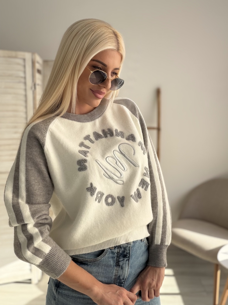 Сив пуловер Manhattan