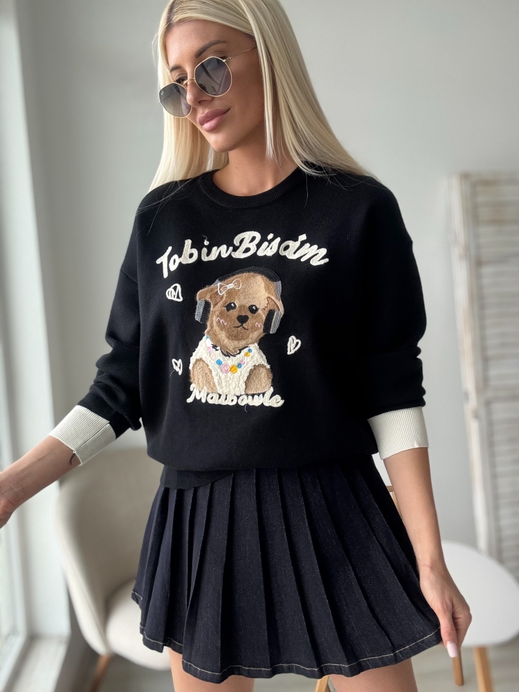 Черен пуловер куче Robin