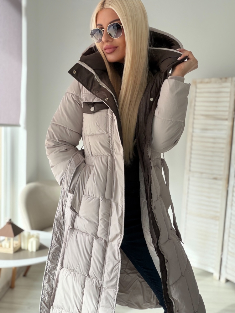 Дълго яке екрю