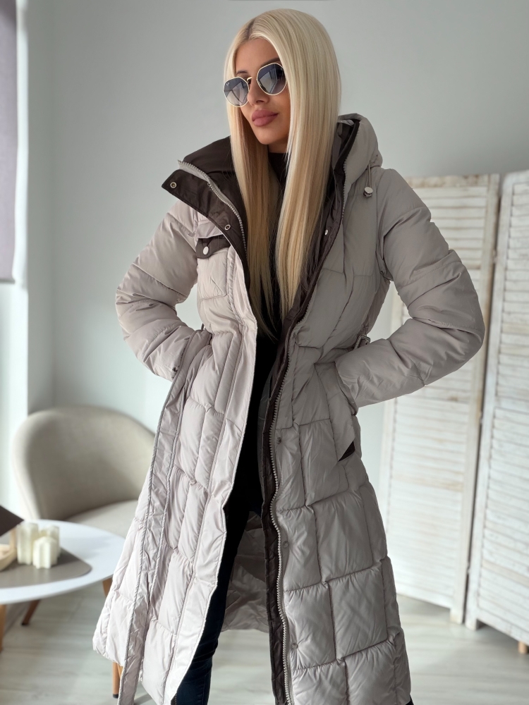 Дълго яке екрю