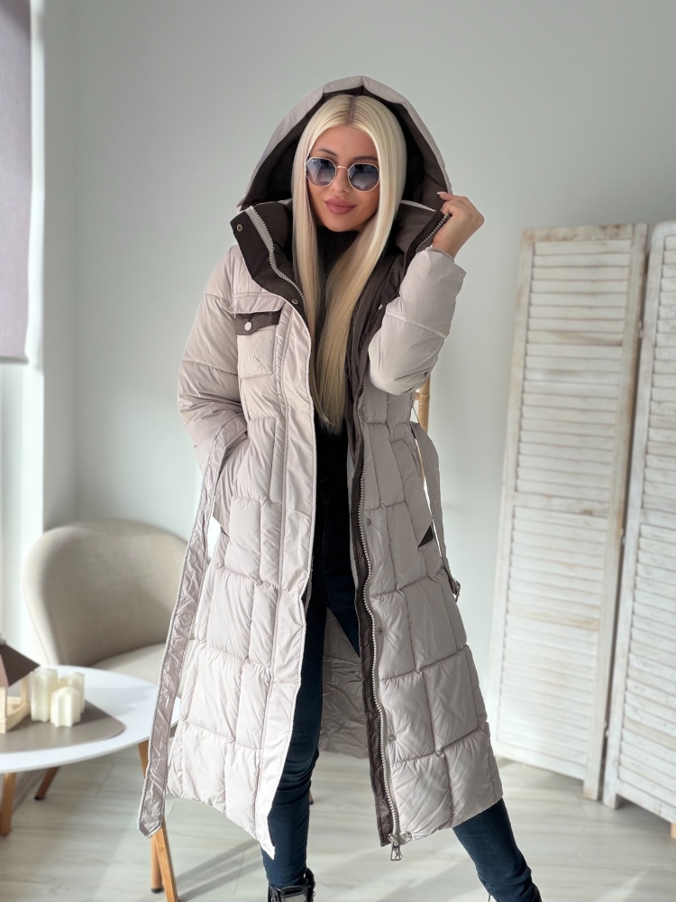 Дълго яке екрю