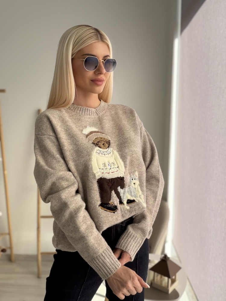 Пуловер мока мече и хъски