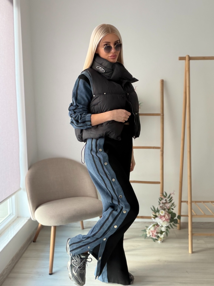 Черен комплект с деним 3 части