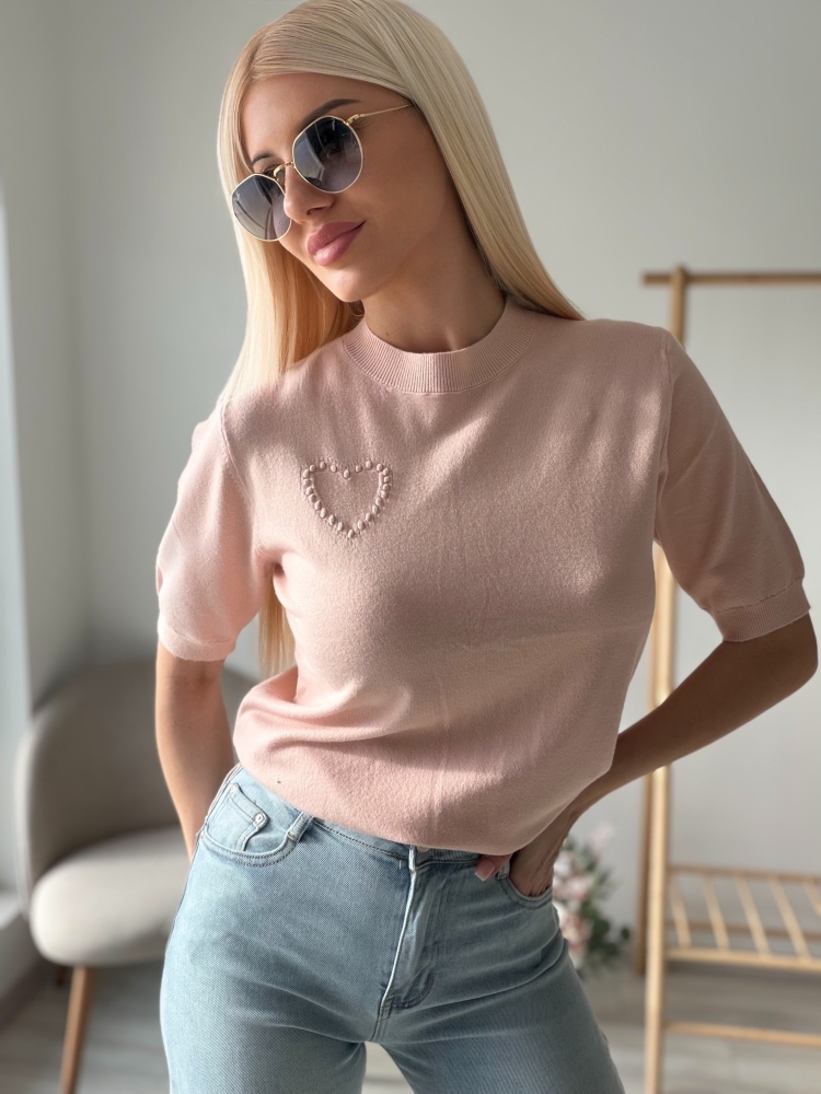 Тениска плетиво пудра