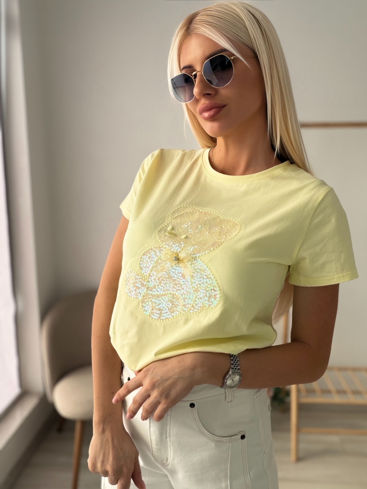 Жълта тениска с мече