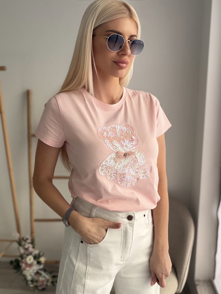 Розова тениска с мече