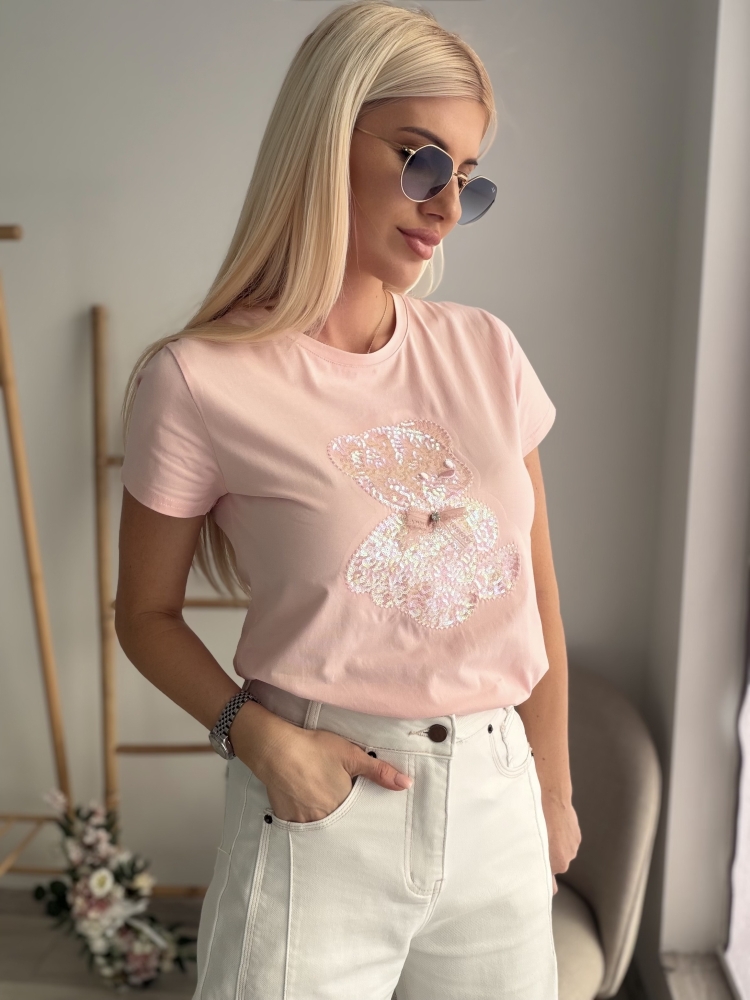 Розова тениска с мече