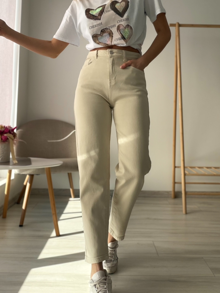 Дънки цвят крем