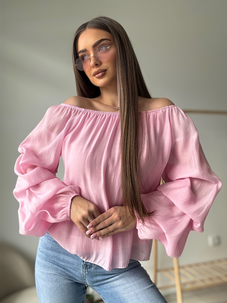 Розова блуза с ефирни ръкави