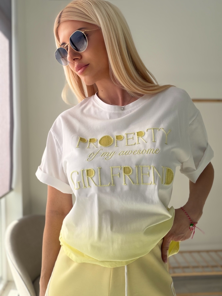 Жълта тениска омбре 