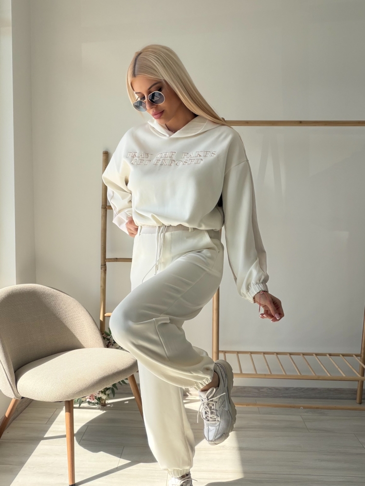 Бял комплект Speedway с надпис