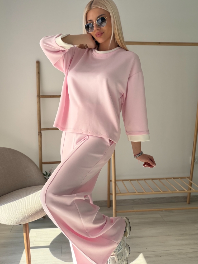 Розов широк комплект с ръб