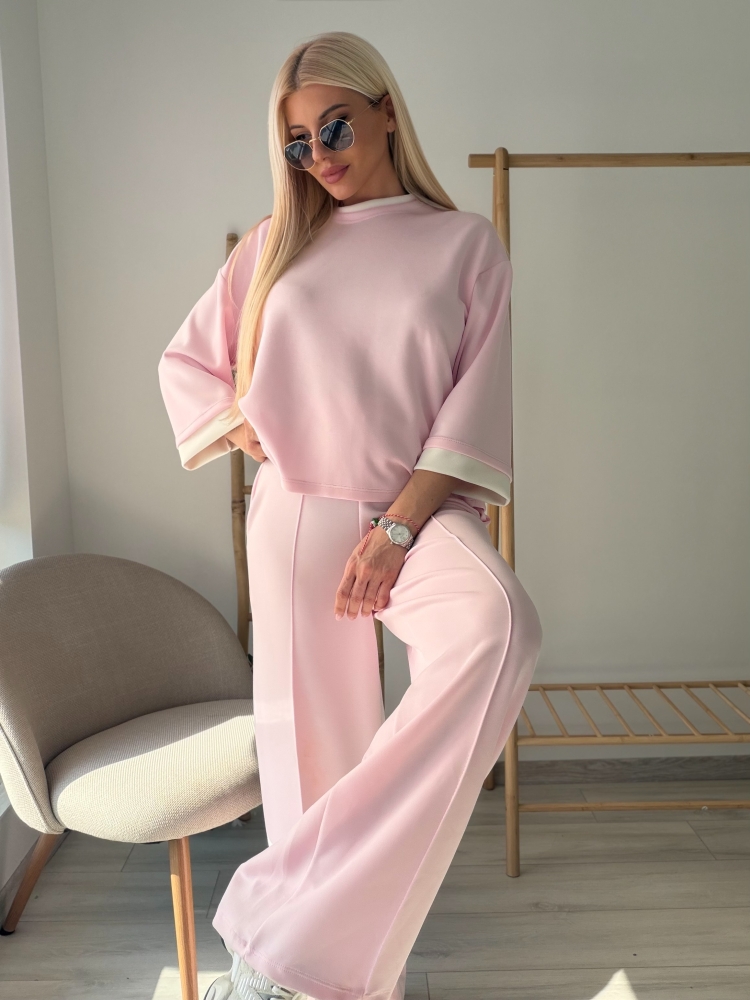 Розов широк комплект с ръб