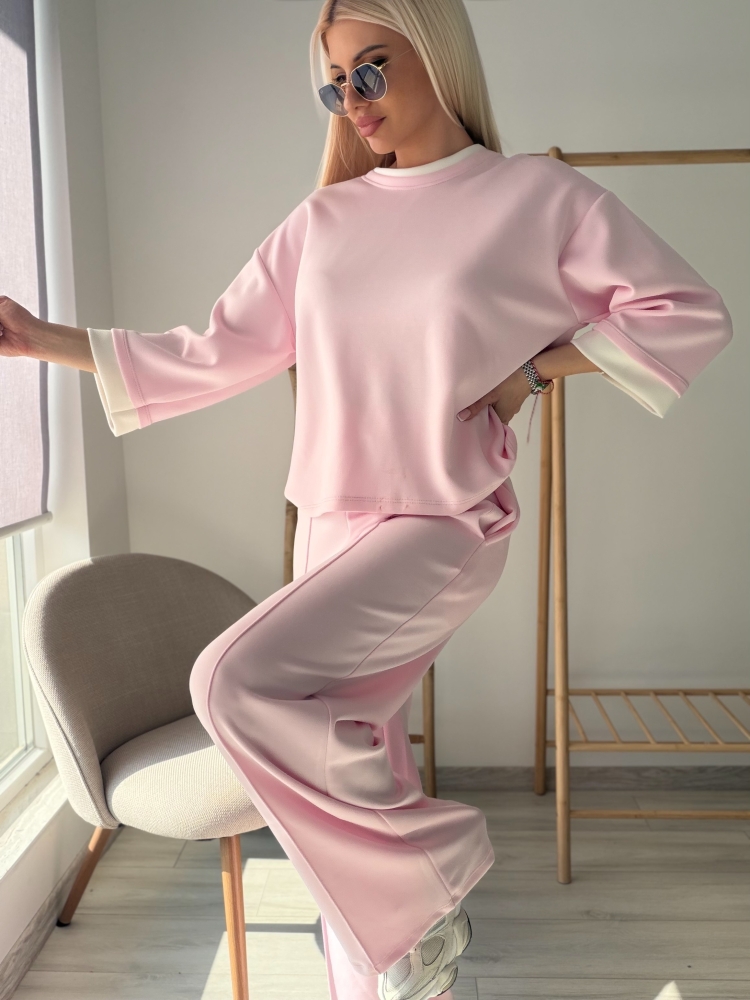 Розов широк комплект с ръб