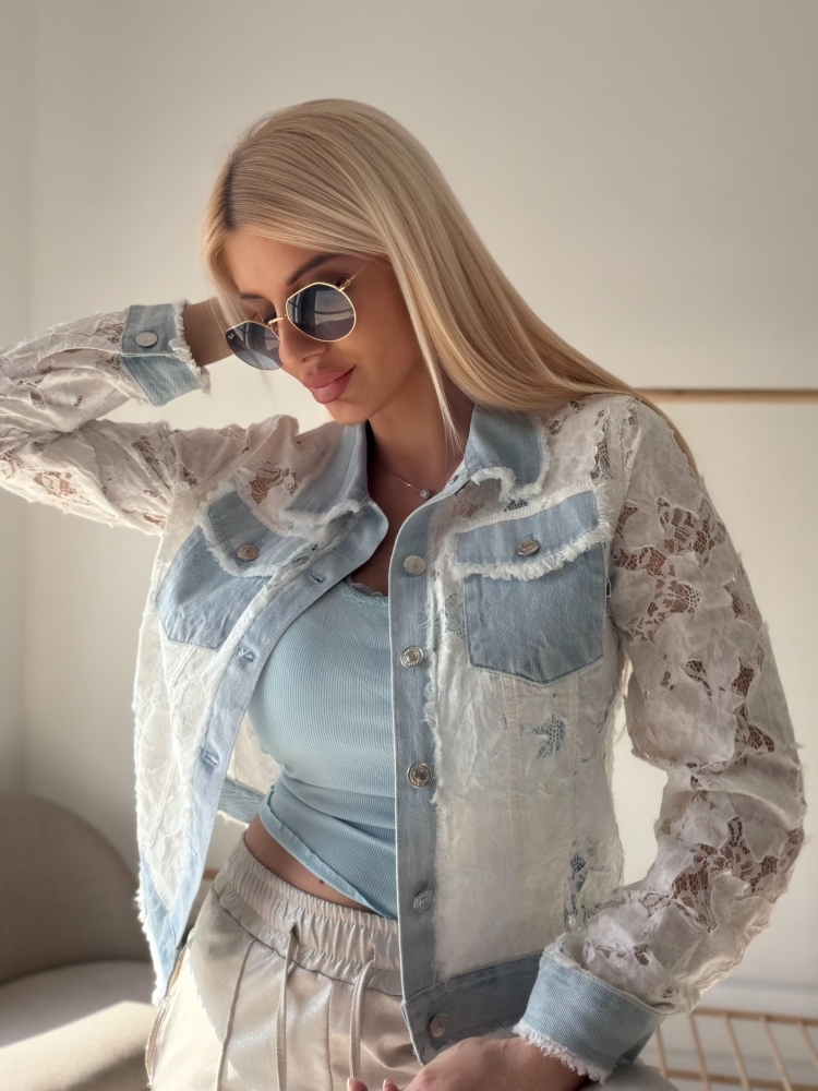 Дантелено яке с деним елементи
