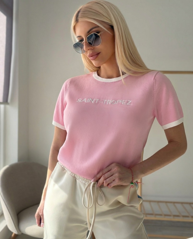 Розова тениска плетиво Сентропе
