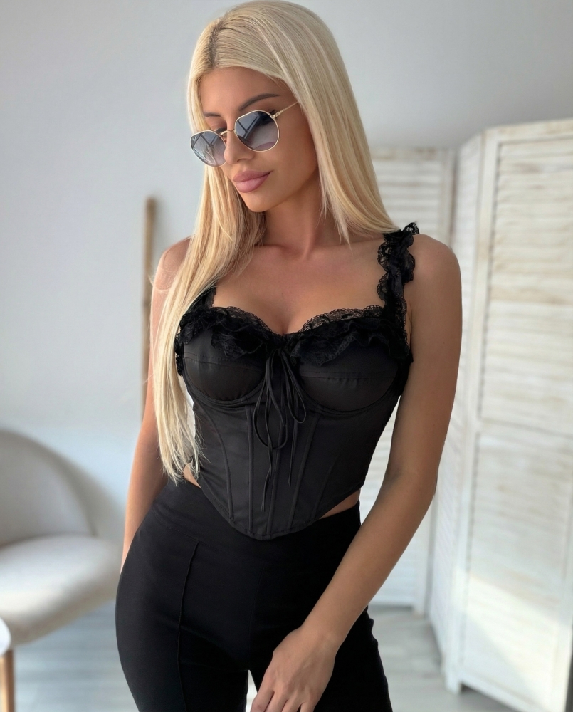 Черно бюстие с дантела