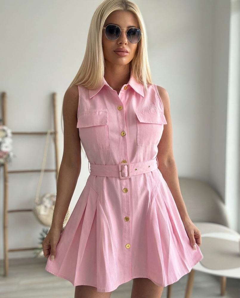 Розова дънкова рокля